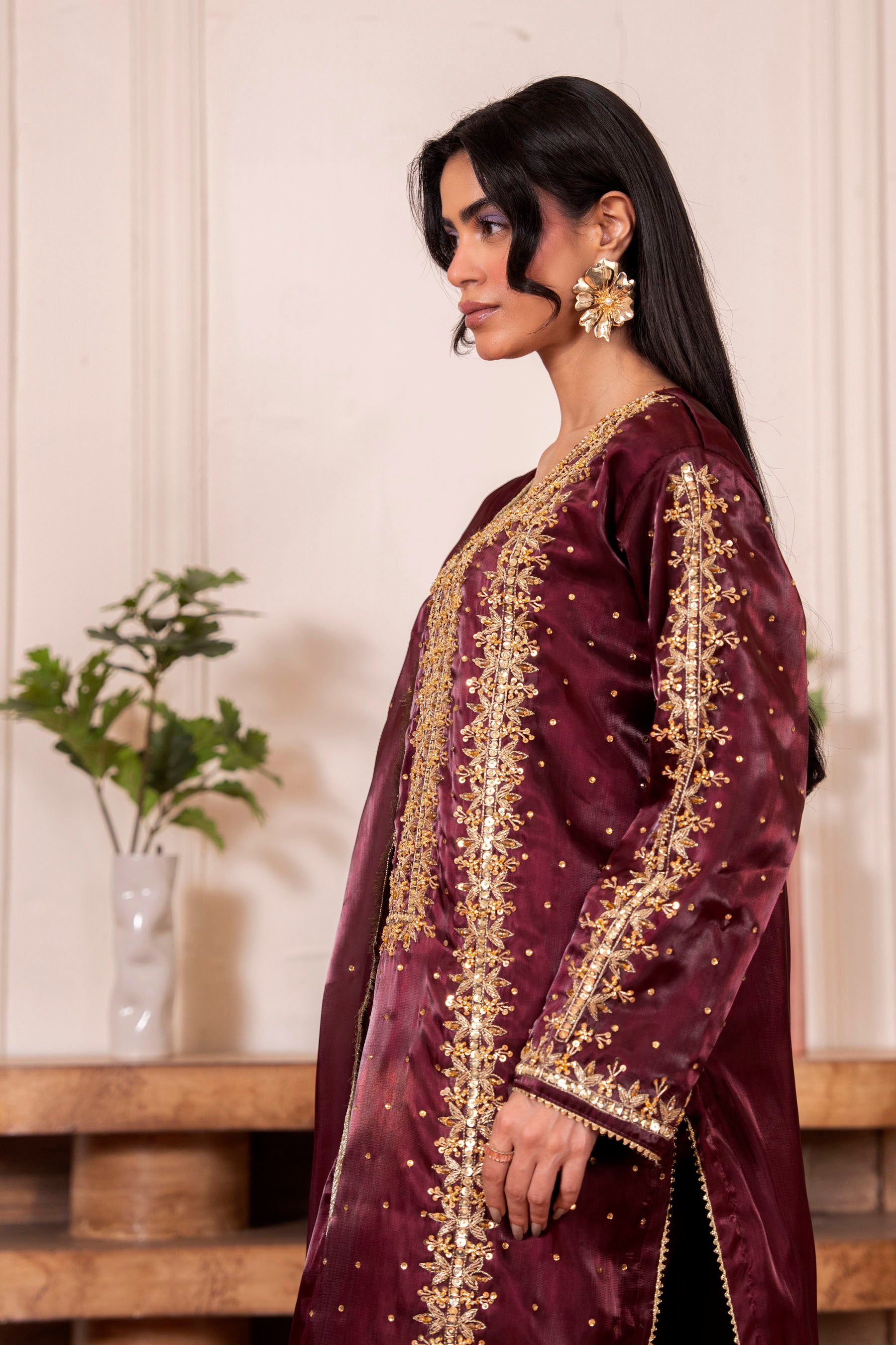 Red Wine Silk 3 Piece