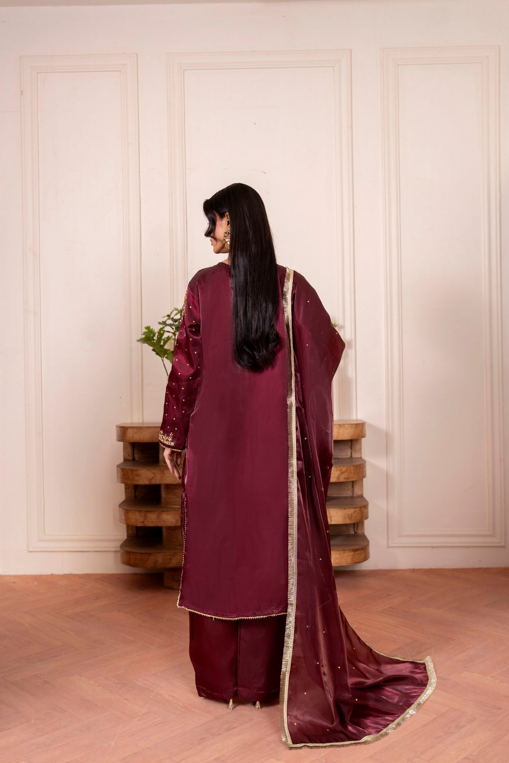 Red Wine Silk 3 Piece