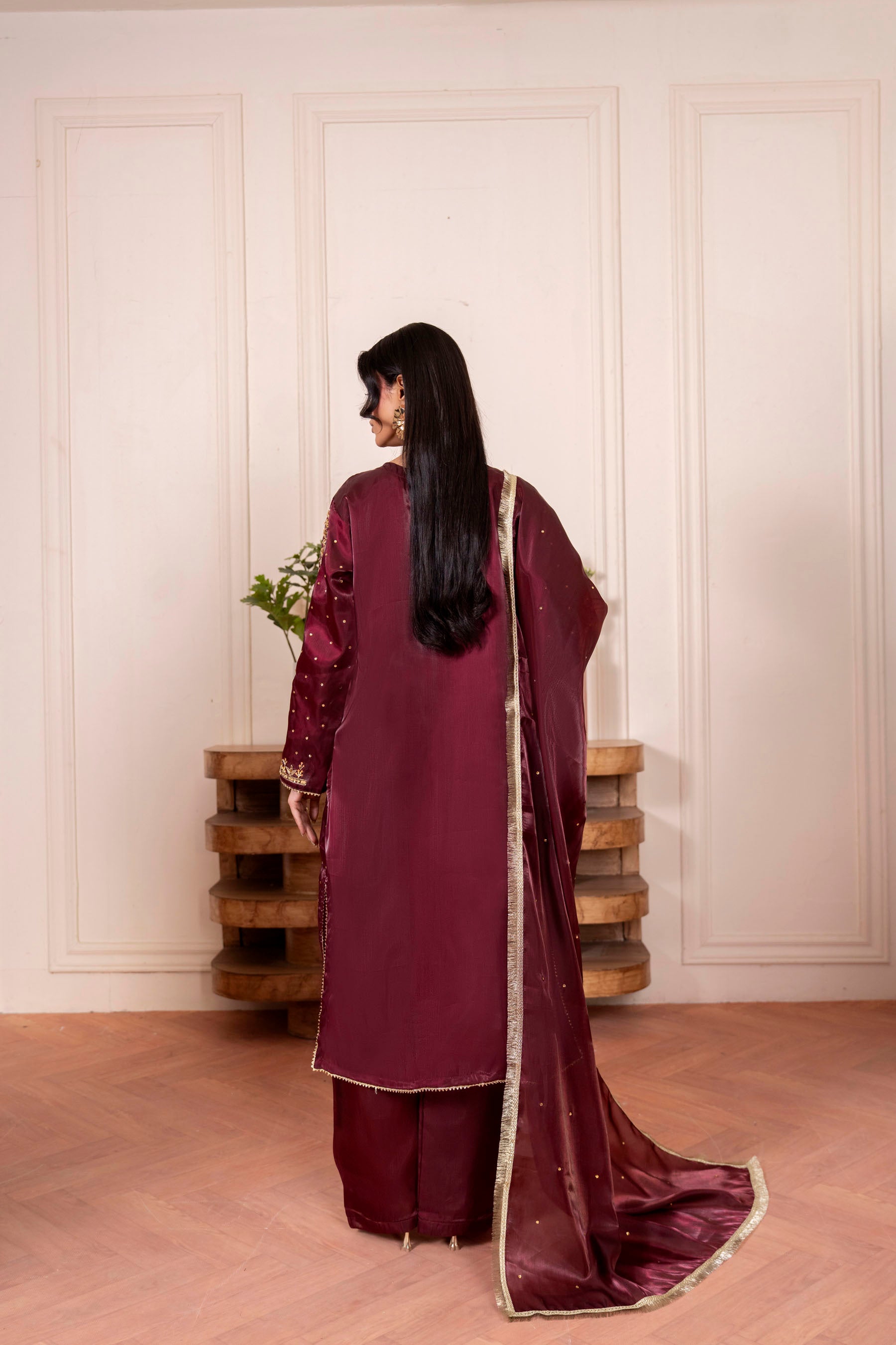 Red Wine Silk 3 Piece