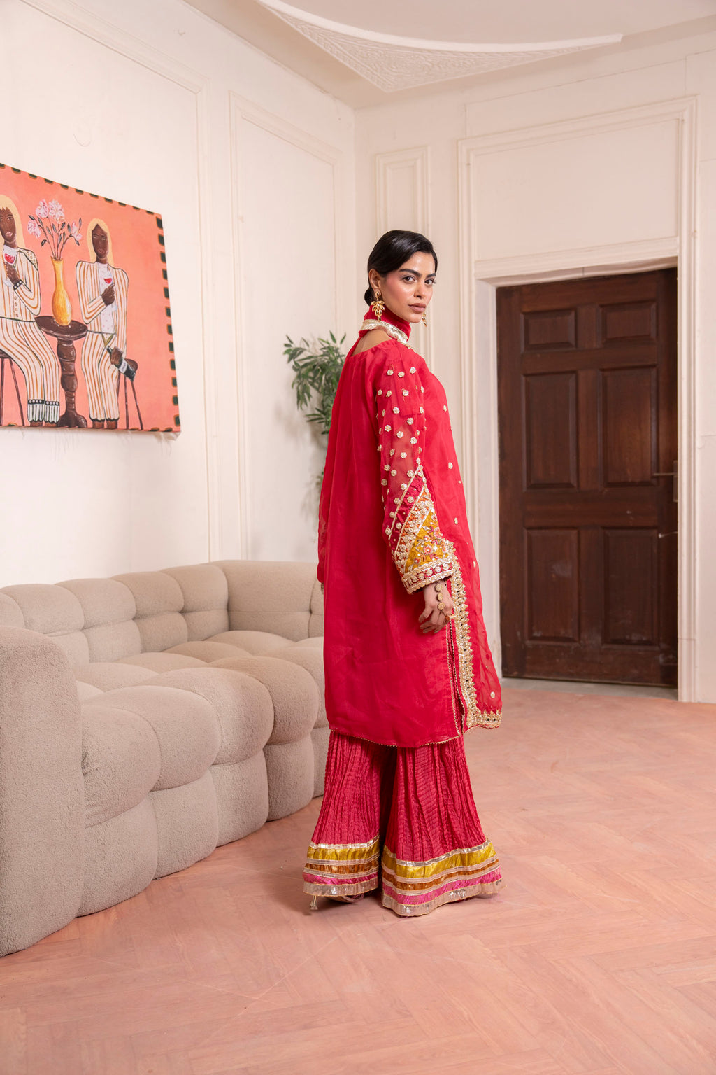 Crimson Kurta & Gharara 3 Piece