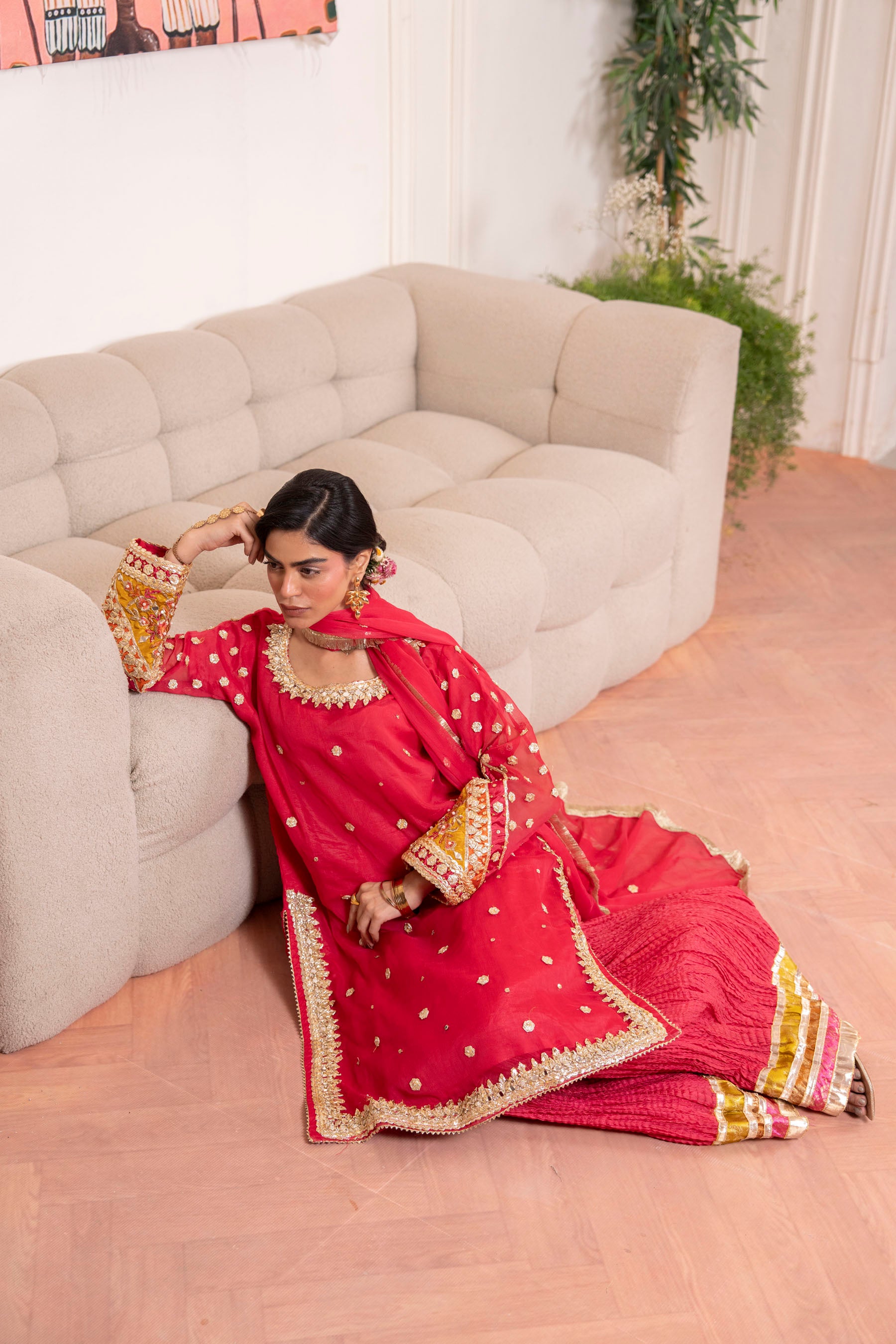 Crimson Kurta & Gharara 3 Piece