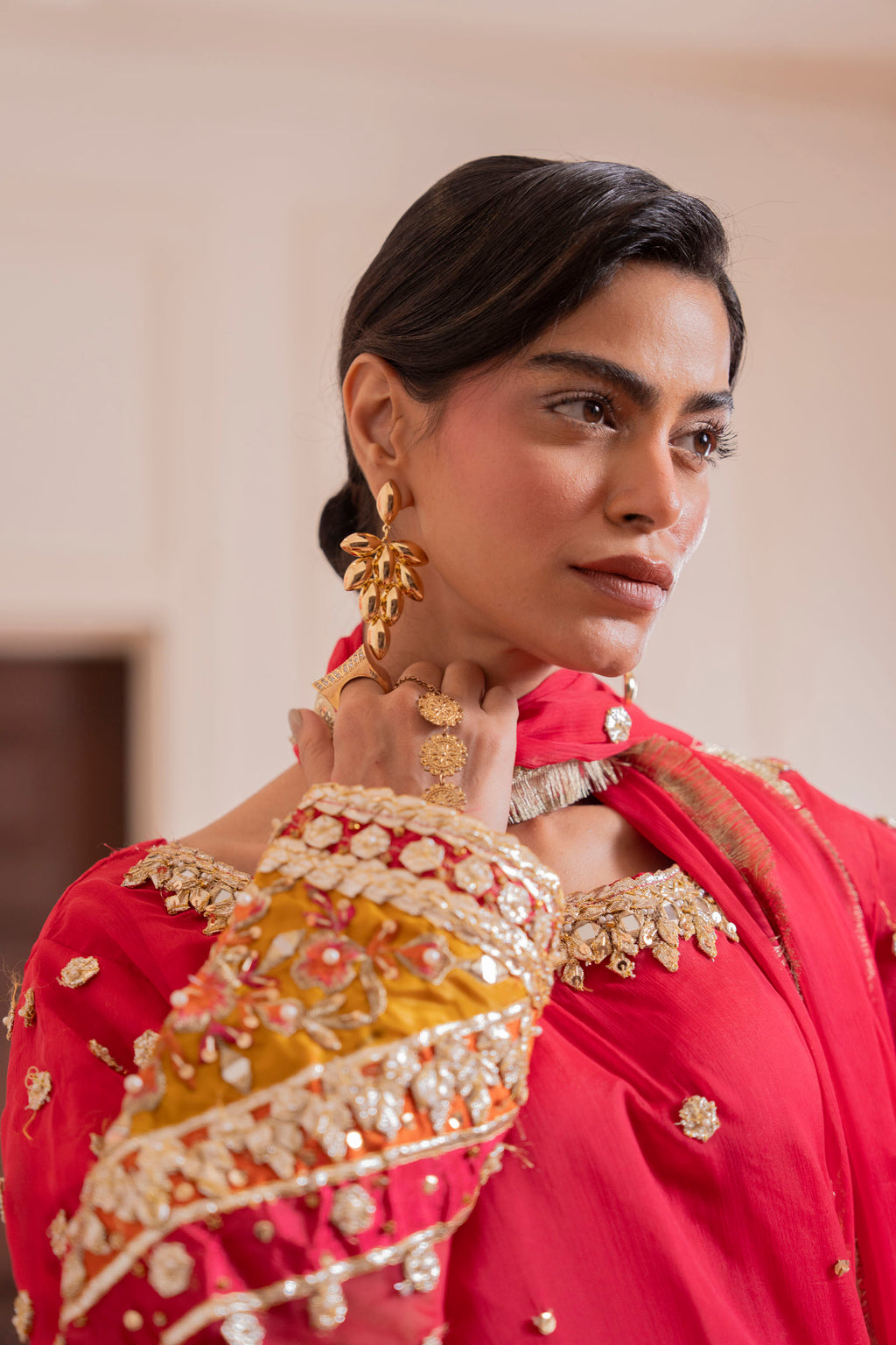 Crimson Kurta & Gharara 3 Piece
